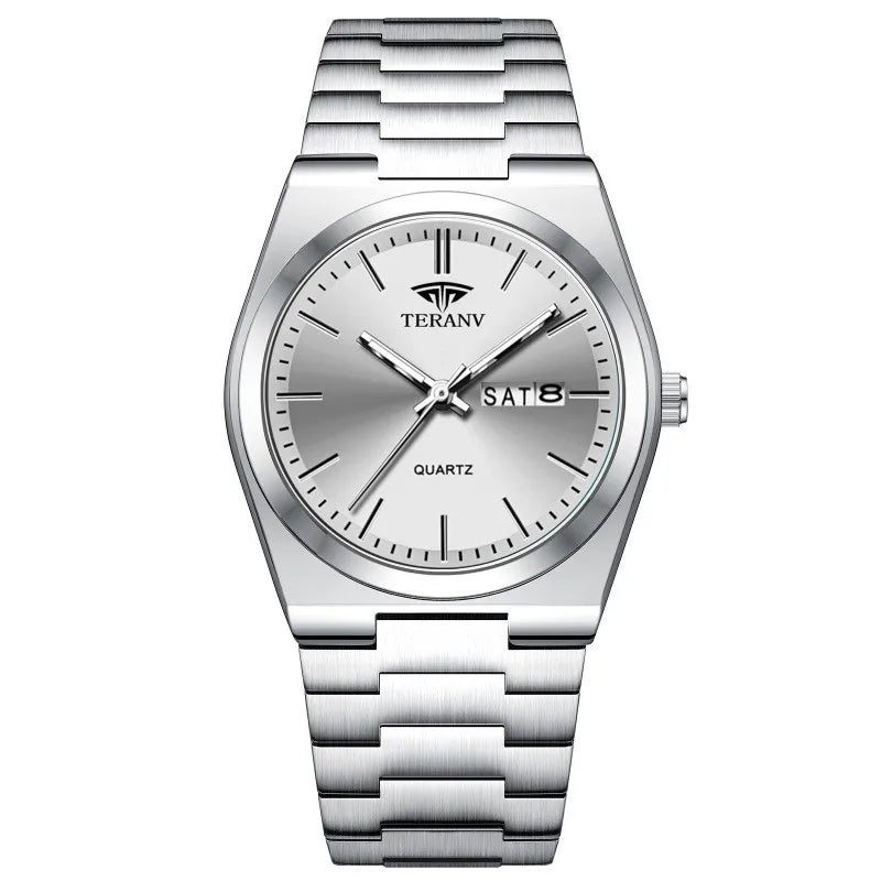 Men'S Watch, Slim Stainless Steel Calendar Fashion Quartz Watch