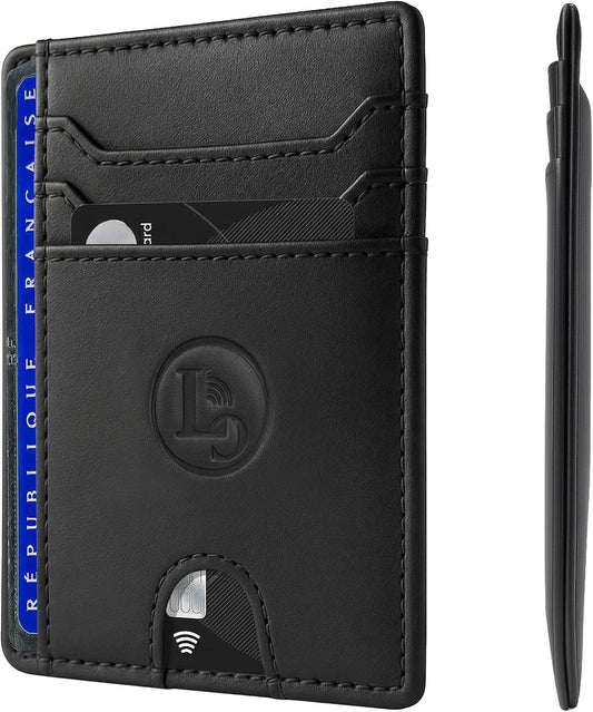 Porte Carte Homme Et Femme Cuir Véritable RFID, Minimaliste Compact