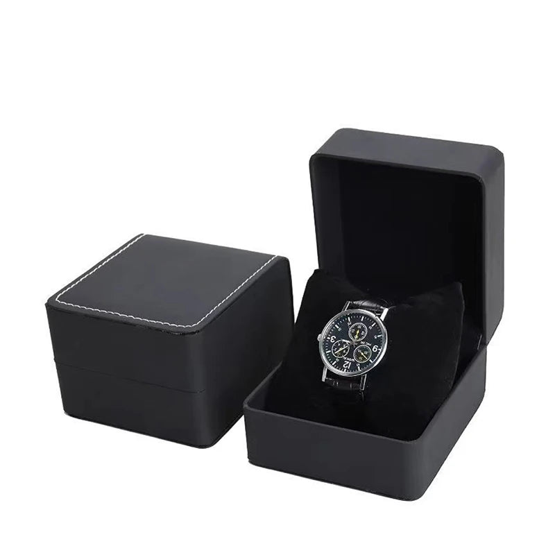 Écrin montre solo en cuir PU avec coussin, coffret cadeau