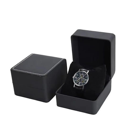Écrin montre solo en cuir PU avec coussin, coffret cadeau