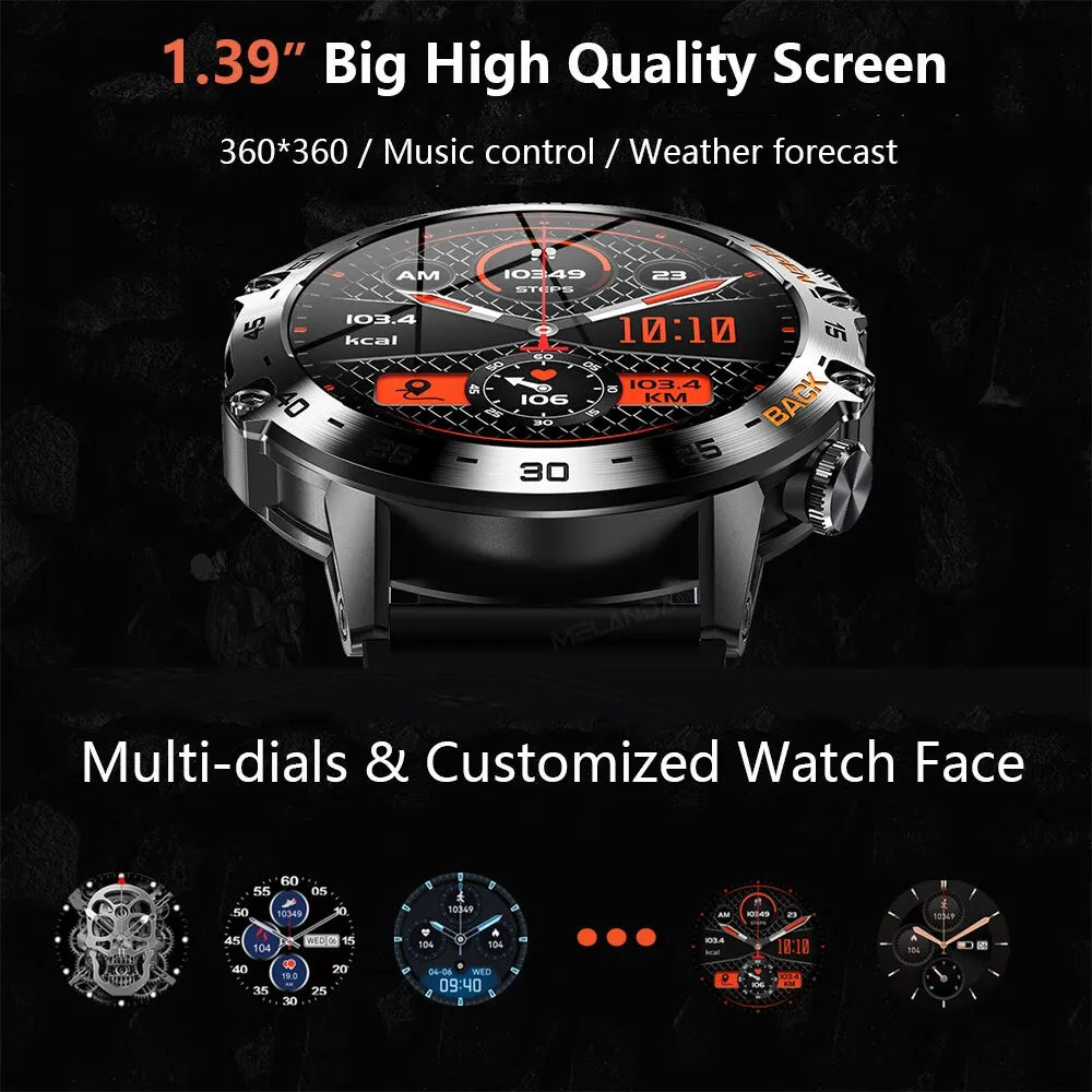 Steel 1.39 Inch Men Luxury Smart Watch Bluetooth Call Sport Fitness Tracker Health Monitor Smartwatch for Male MD52
