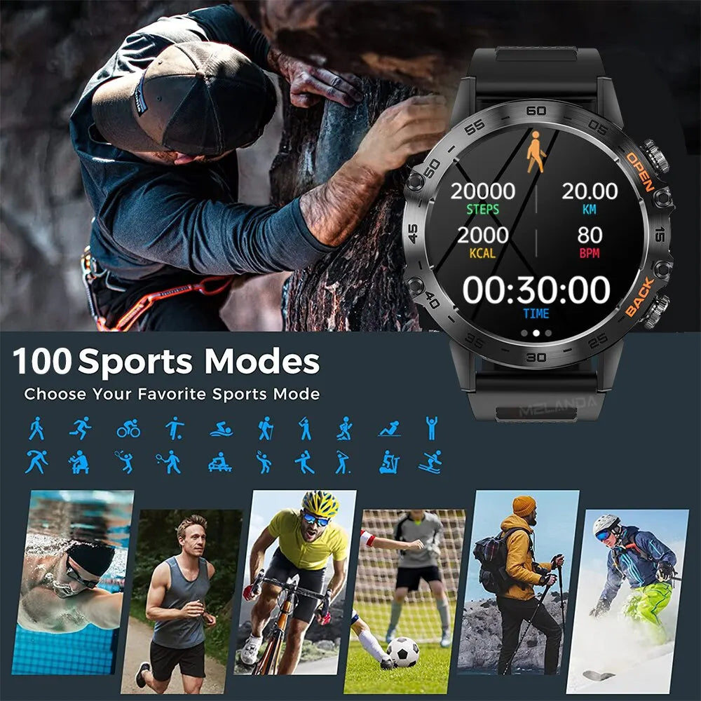 Steel 1.39 Inch Men Luxury Smart Watch Bluetooth Call Sport Fitness Tracker Health Monitor Smartwatch for Male MD52