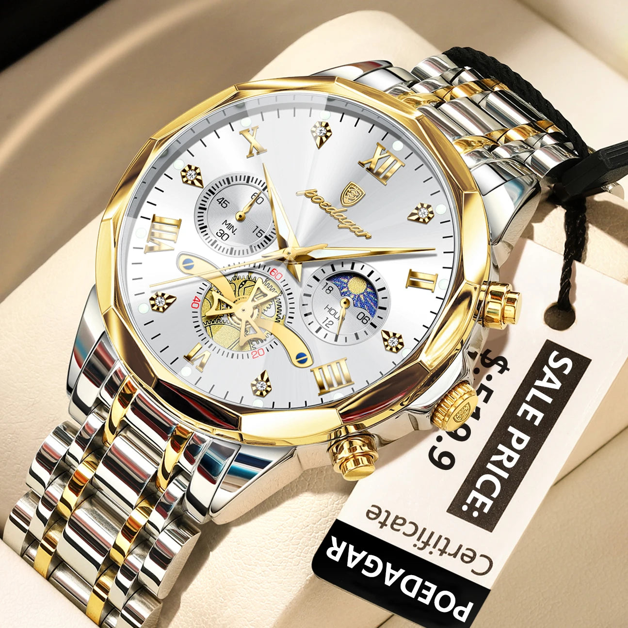 Luxury Men Watch Top Original Waterproof Luminous Chronograph Man Wristwatch Stainless Steel Quartz Men'S Watches Reloj