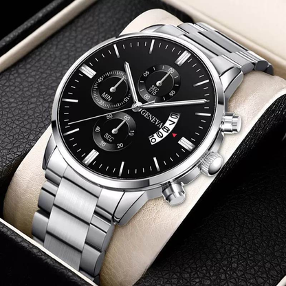 Montre Homme CUENA — Quartz, Date, Bracelet Acier Inoxydable