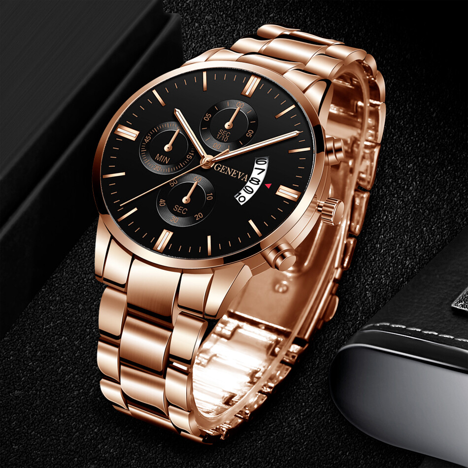 Montre Homme CUENA — Quartz, Date, Bracelet Acier Inoxydable