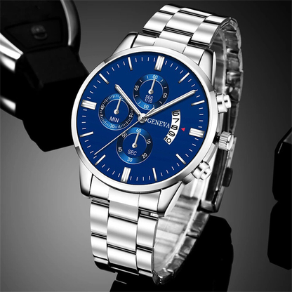 Montre Homme CUENA — Quartz, Date, Bracelet Acier Inoxydable