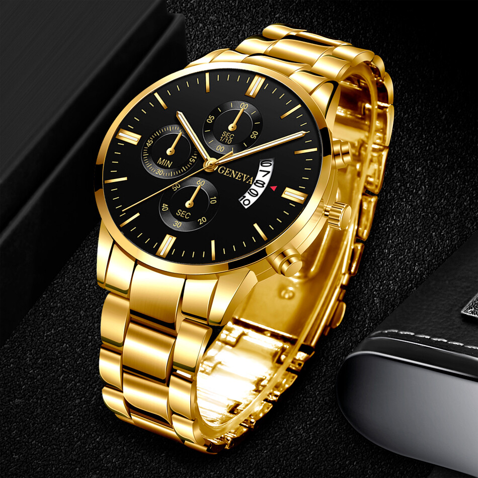 Montre Homme CUENA — Quartz, Date, Bracelet Acier Inoxydable