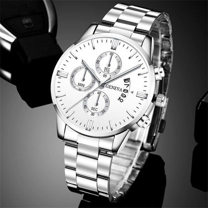 Montre Homme CUENA — Quartz, Date, Bracelet Acier Inoxydable