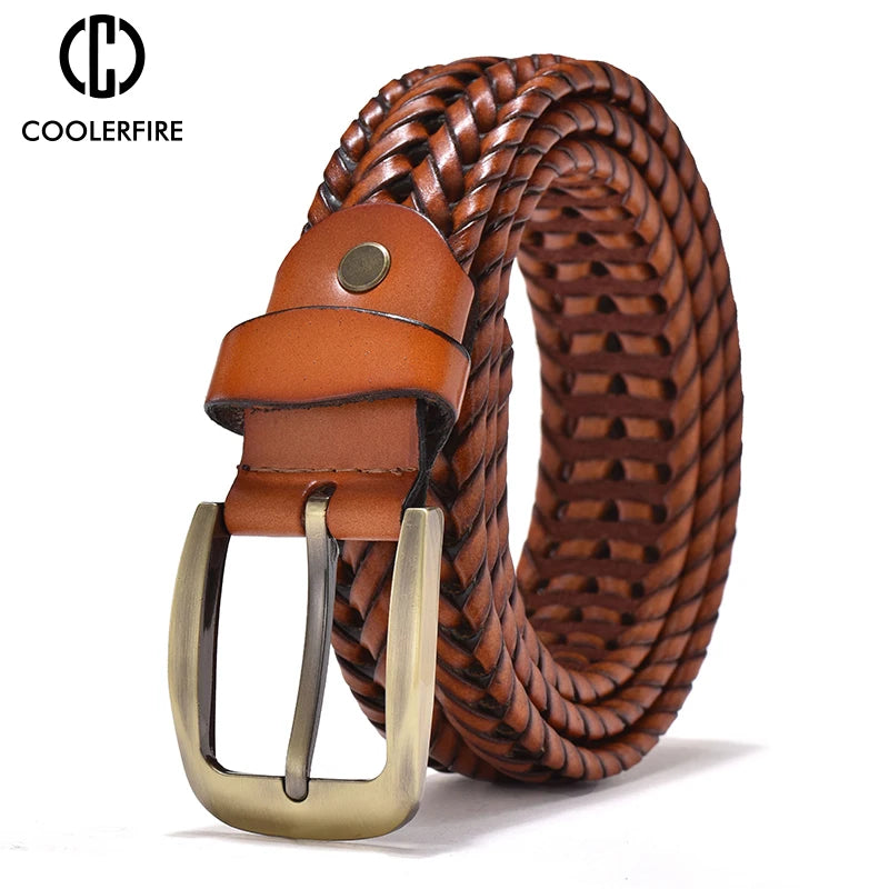 Ceinture homme cuir tressé vintage - coloris disponible