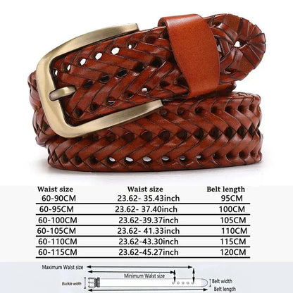 Ceinture homme cuir tressé vintage - dos de la ceinture et finition