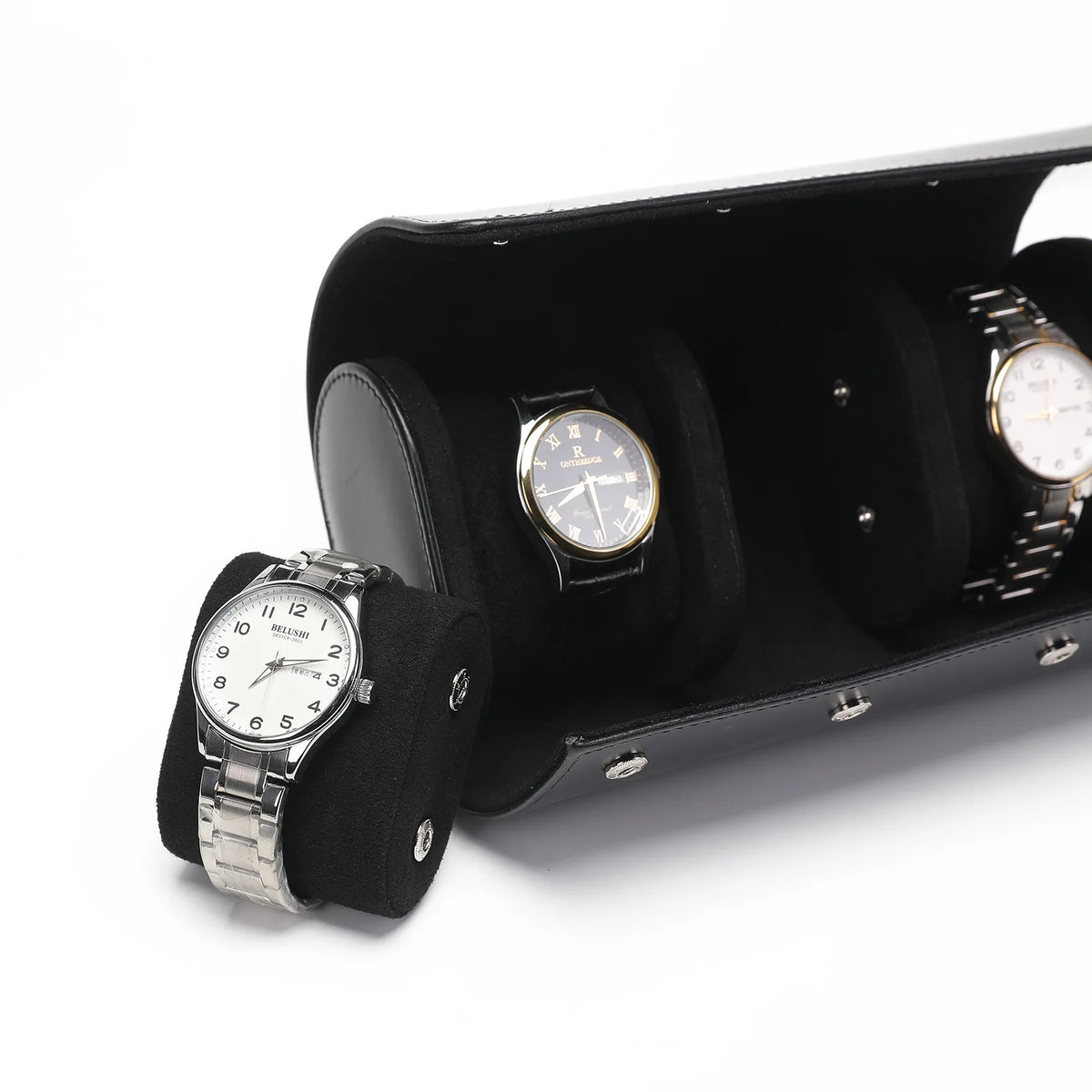 Coffret montre en cuir véritable, écrin à compartiments matelassés