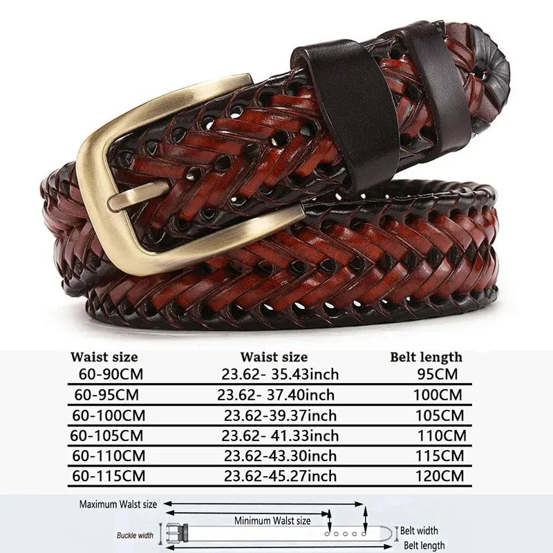 Ceinture homme cuir tressé vintage - détail du tressage artisanal