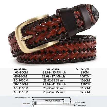 Ceinture homme cuir tressé vintage - détail du tressage artisanal