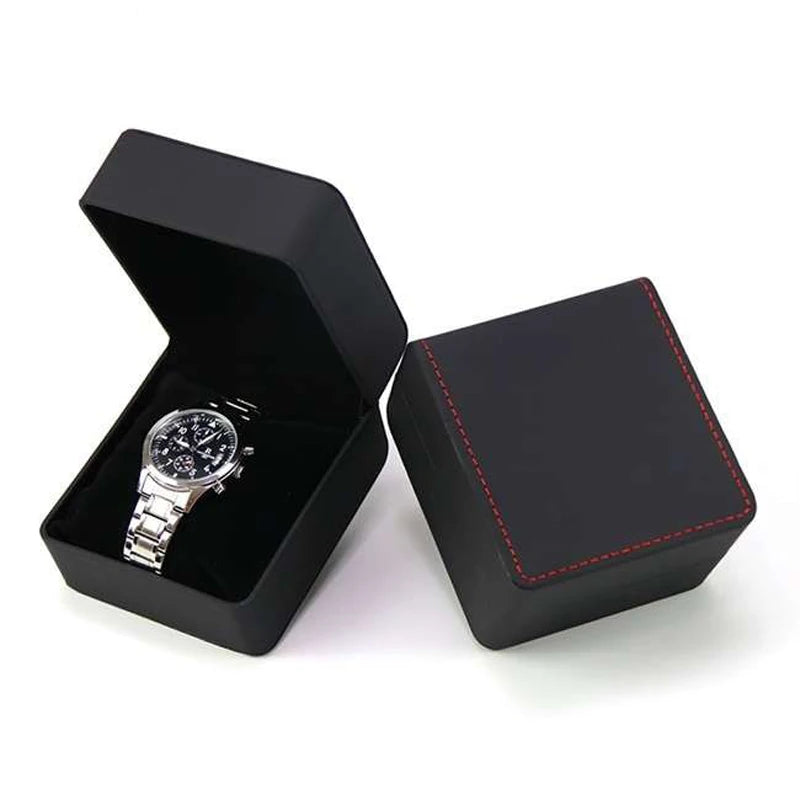 Écrin montre solo en cuir PU avec coussin, coffret cadeau