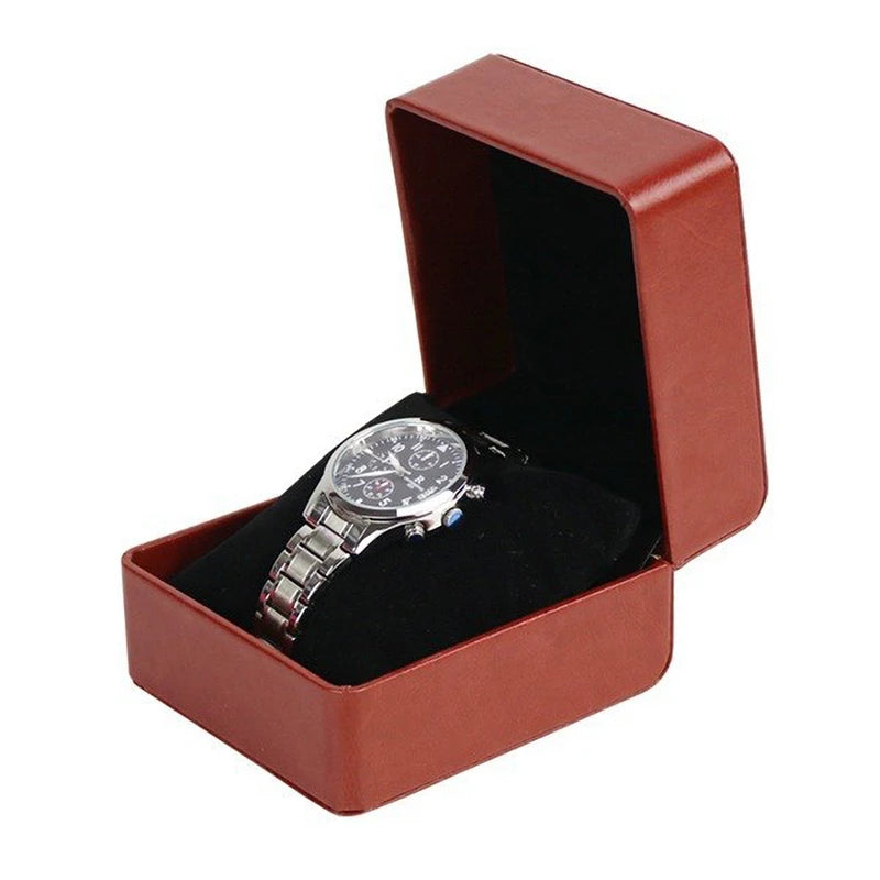 Écrin montre solo cuir PU marron avec coussin