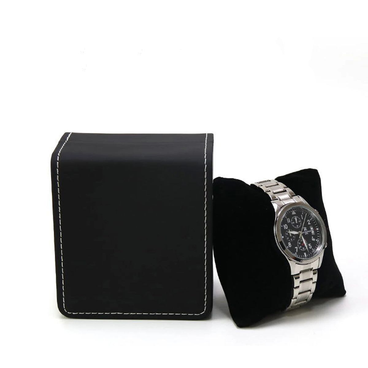 Écrin montre solo en cuir PU avec coussin, coffret cadeau