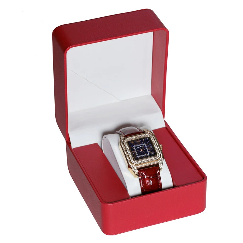 Écrin montre solo en cuir PU avec coussin, coffret cadeau