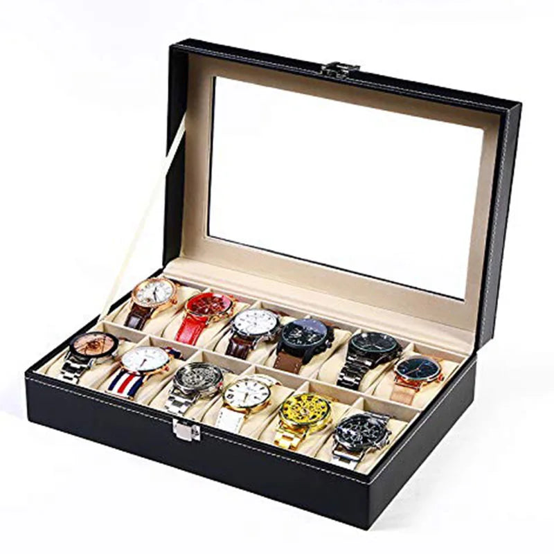 Présentoir à montres en cuir PU, détail du verrou de sécurité