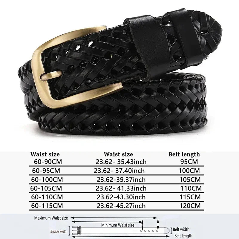 Ceinture homme cuir tressé vintage - longueurs disponibles 105 à 120 cm