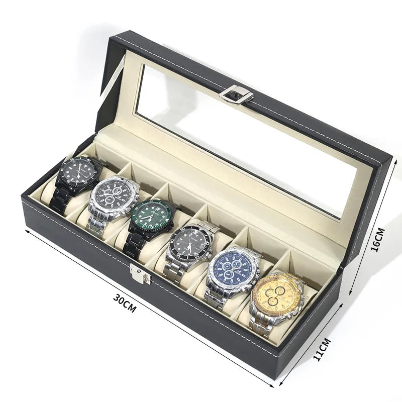 Présentoir à montres en cuir PU, vue de profil fermé