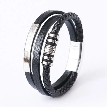 Bracelet Homme Cuir Tressé Multi-Rangs – Bijoux Tendance Style Urbain
