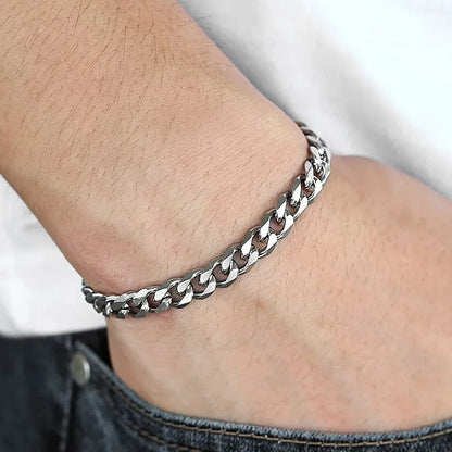 Bracelet Chaîne Cubaine Homme Acier Inoxydable – Style Intemporel