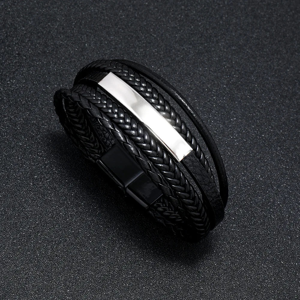 Bracelet Homme Cuir Tressé Multi-Rangs – Bijoux Tendance Style Urbain