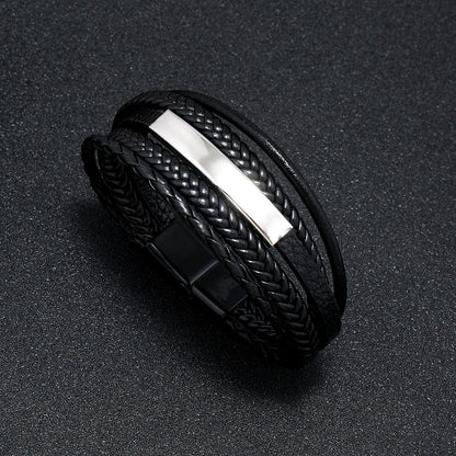 Bracelet Homme Cuir Tressé Multi-Rangs – Bijoux Tendance Style Urbain