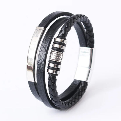 Bracelet Homme Cuir Tressé Multi-Rangs – Bijoux Tendance Style Urbain