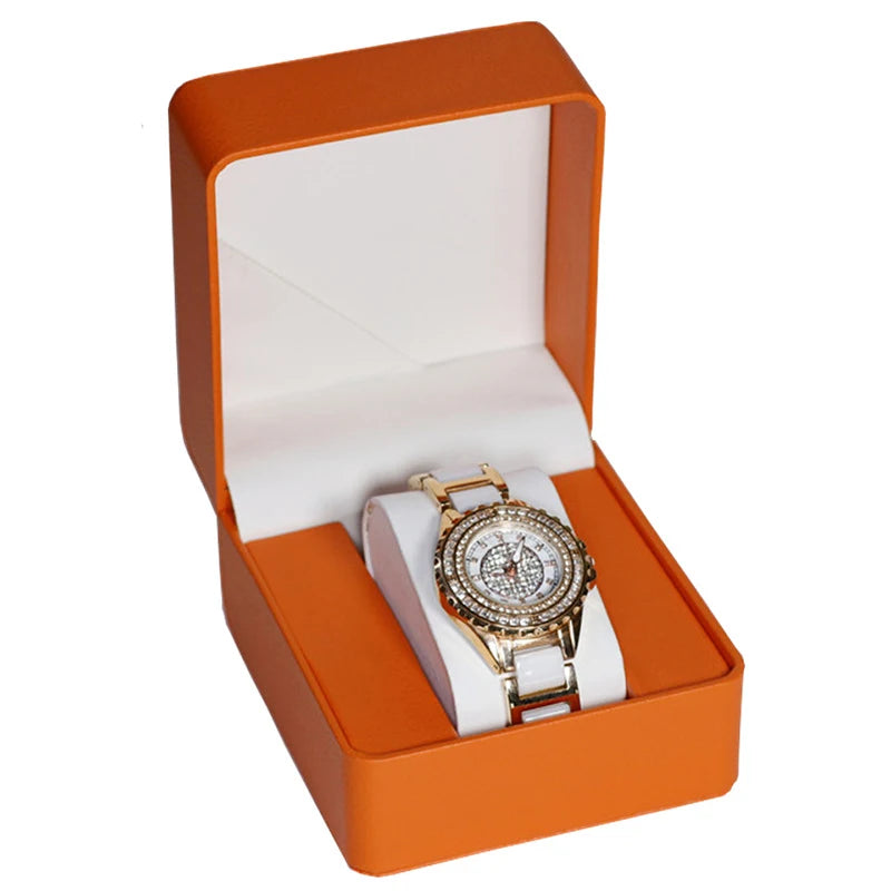 Écrin montre solo en cuir PU avec coussin, coffret cadeau