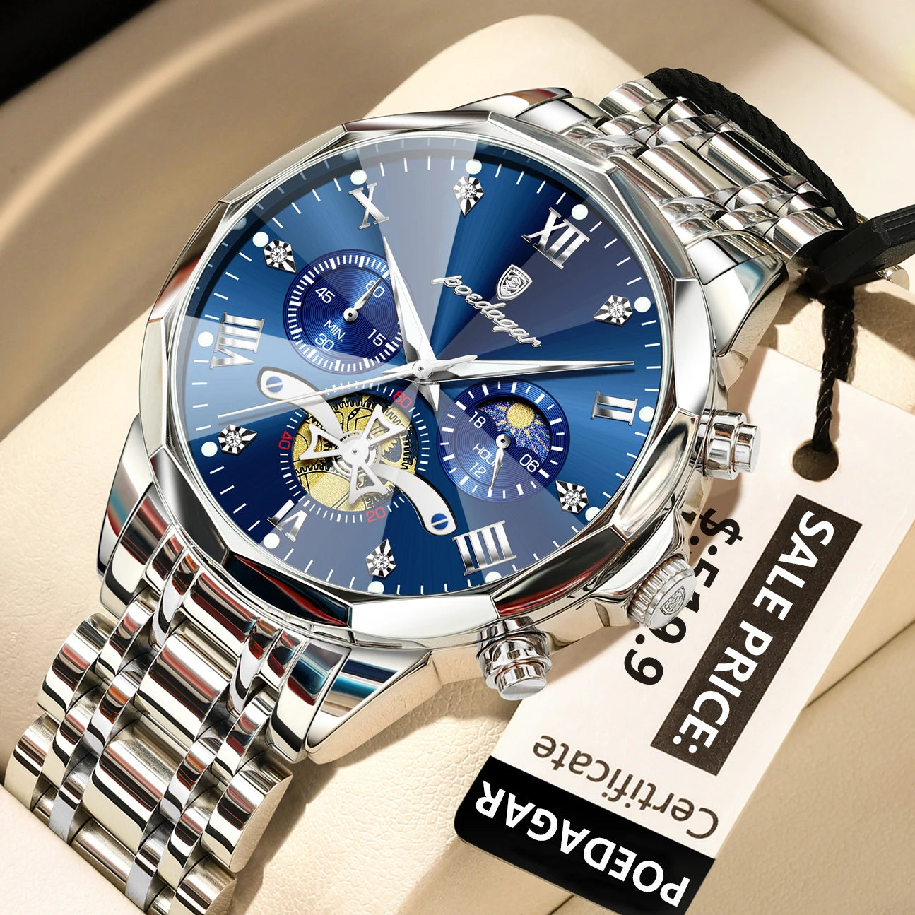 Luxury Men Watch Top Original Waterproof Luminous Chronograph Man Wristwatch Stainless Steel Quartz Men'S Watches Reloj