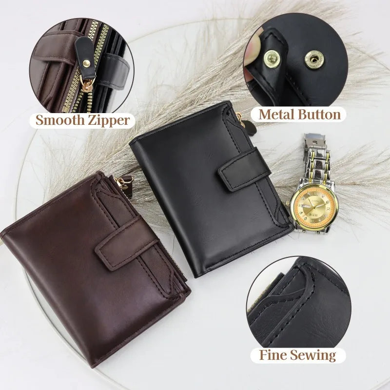 Card Holder Money Bag Wallet Male Men'S Coin Purse Wallet RFID Anti-Theft Man Leather Wallet Zipper Business