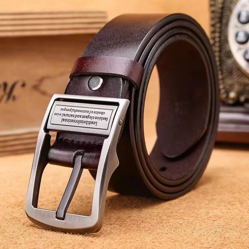Ceinture Homme en Cuir Véritable – Boucle Ardillon Métal, Style Business Casual
