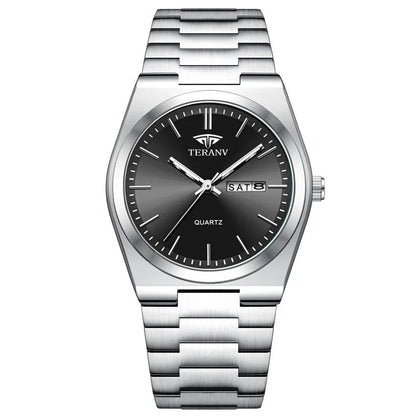 Men'S Watch, Slim Stainless Steel Calendar Fashion Quartz Watch