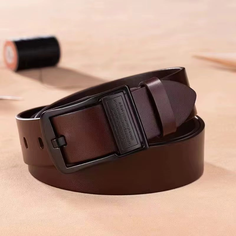 Ceinture Homme en Cuir Véritable – Boucle Ardillon Métal, Style Business Casual